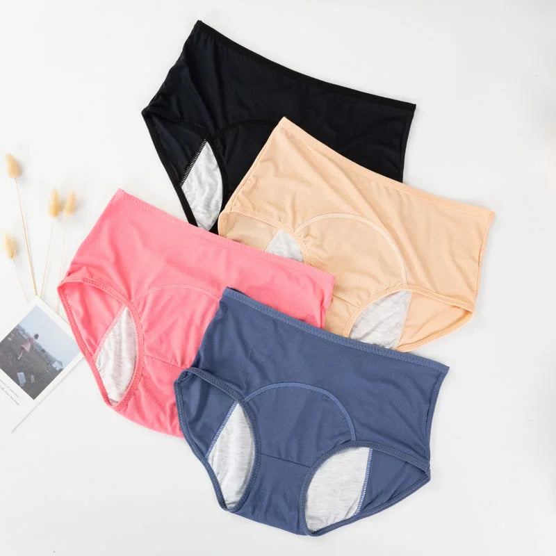 Women’s High-Waist Menstrual Panties – Cotton Leak-Proof Lingerie, Plus Size