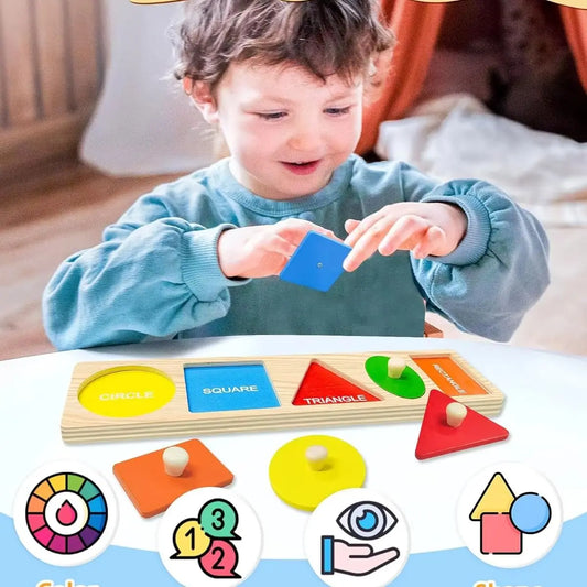 Montessori Wooden Color & Shape Sorting Puzzle Early Learning Fine Motor Toy