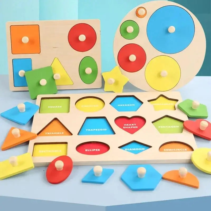 Montessori Wooden Color & Shape Sorting Puzzle Early Learning Fine Mot ...