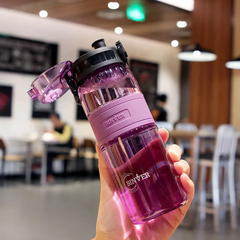 500ml Sports Water Bottle – Portable Leak-Proof Plastic Cup with Tea Filter for Gym, Outdoor & Travel
