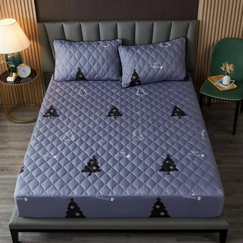 Bonenjoy Quilted Waterproof Fitted Sheet – Elastic Mattress Cover, Queen/King, Solid Color