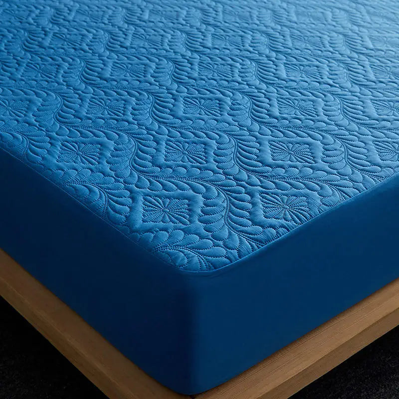 Bonenjoy Quilted Waterproof Fitted Sheet – Elastic Mattress Cover, Queen/King, Solid Color
