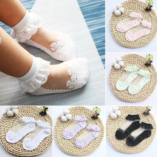 Cute Lace Mesh Baby Girl Socks – Summer Cotton Anti-Slip Socks