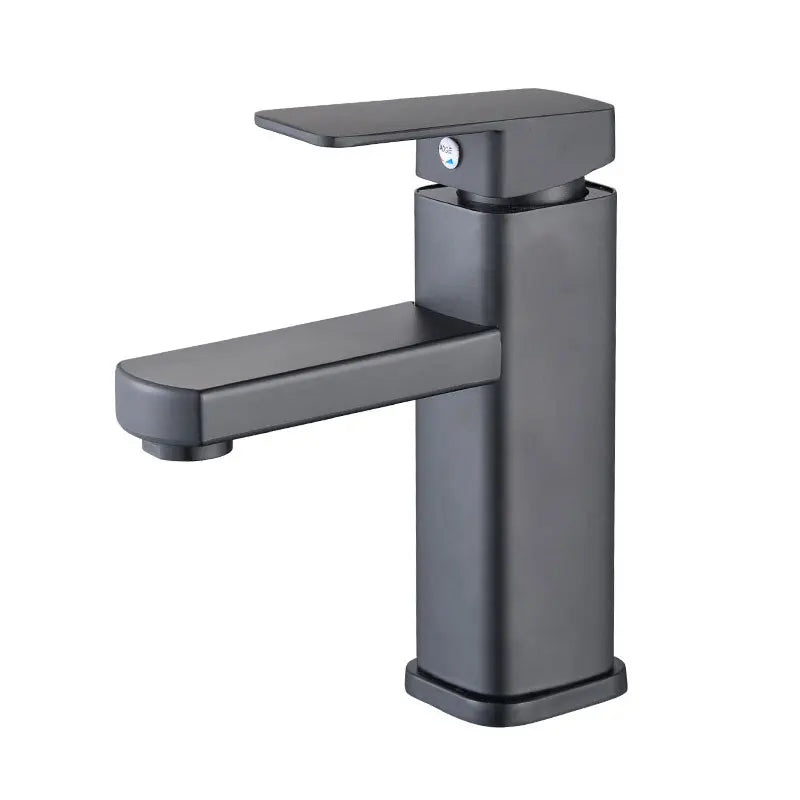 Black/Chrome Deck-Mounted Mixer Faucet – Hot & Cold for Sink