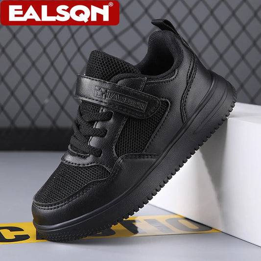 Kids’ Black Sports Shoes – Lightweight, Breathable, Non-Slip Walking Sneakers