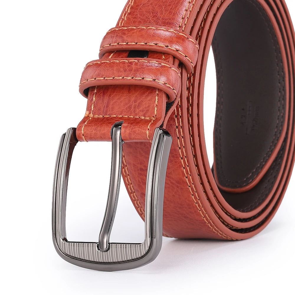 Men's Genuine Leather Pin Buckle Belt – Casual & Business, High-Quality Cowhide