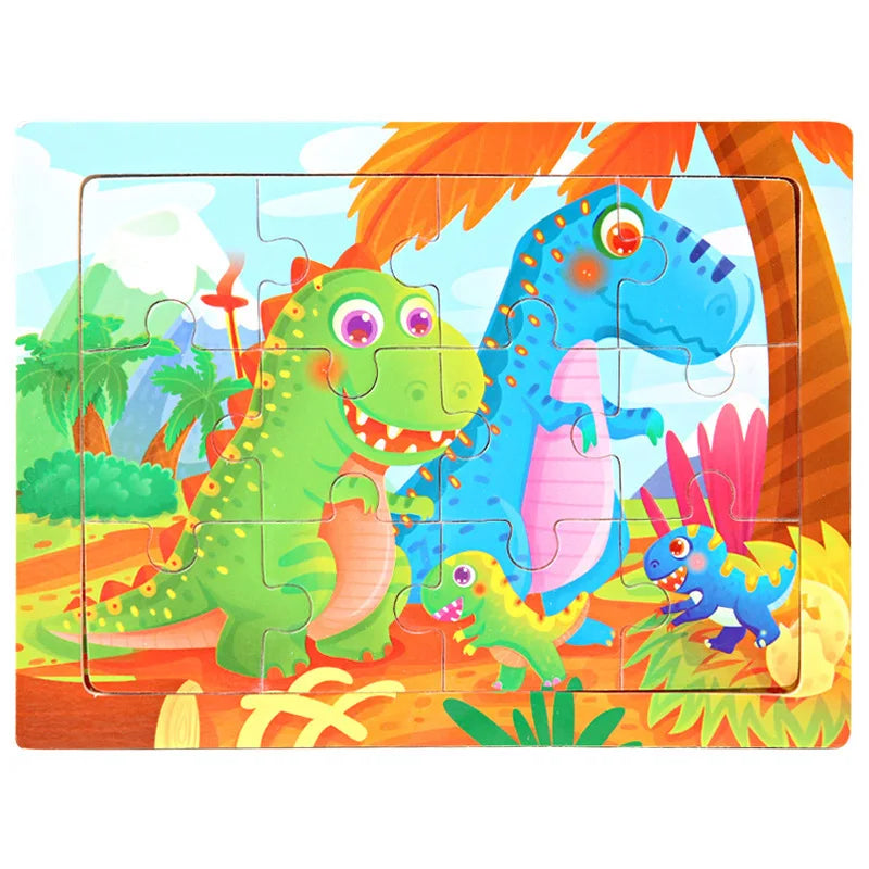 12-Piece Wooden Animal Jigsaw Puzzle – Montessori Educational Toy for Baby or Kids