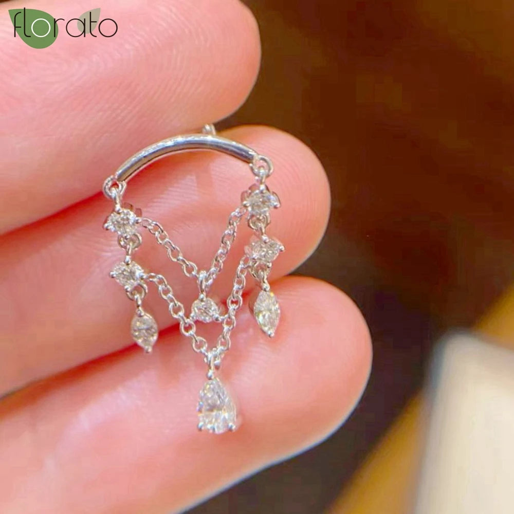 925 Sterling Silver Crystal Tassel Stud Earrings — Women’s Luxury Wedding & Party Jewelry 2024