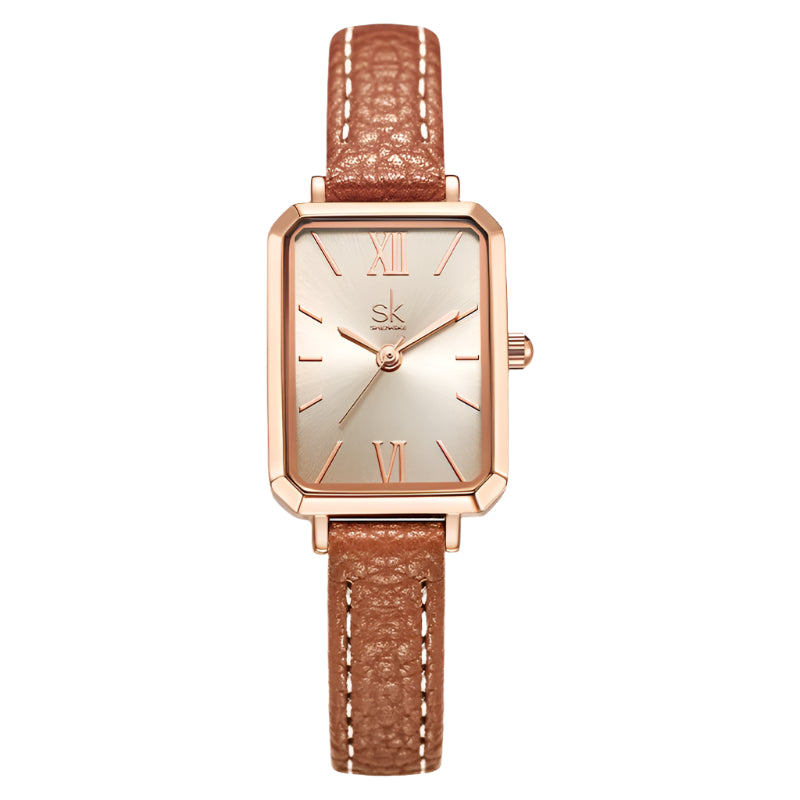 Rose Gold Mesh Watch - Shengle Women's Square Quartz