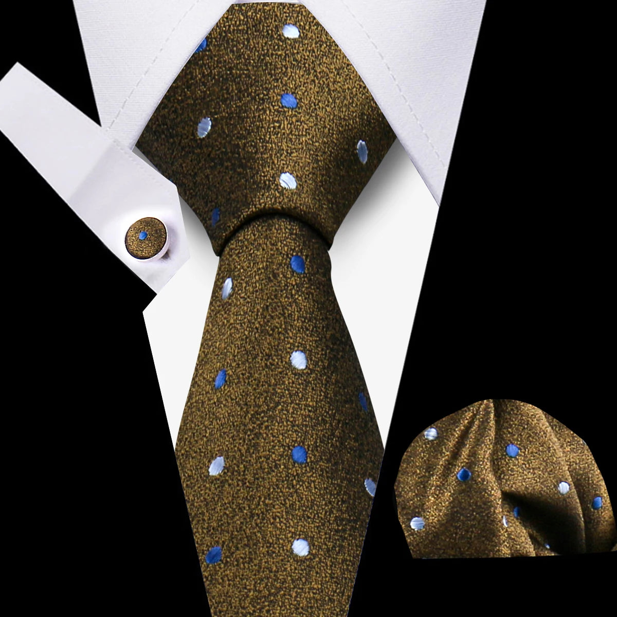 Classic Men’s Tie Set Plaid Necktie with Pocket Square & Cufflinks Business Wedding Gift Accessories