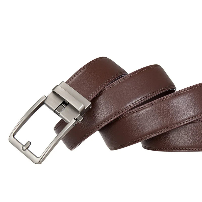 Luxury Men's Leather Belt – Business Styles Look( with pin buckle-Automatic and Adjustable for sleek and versatile look )