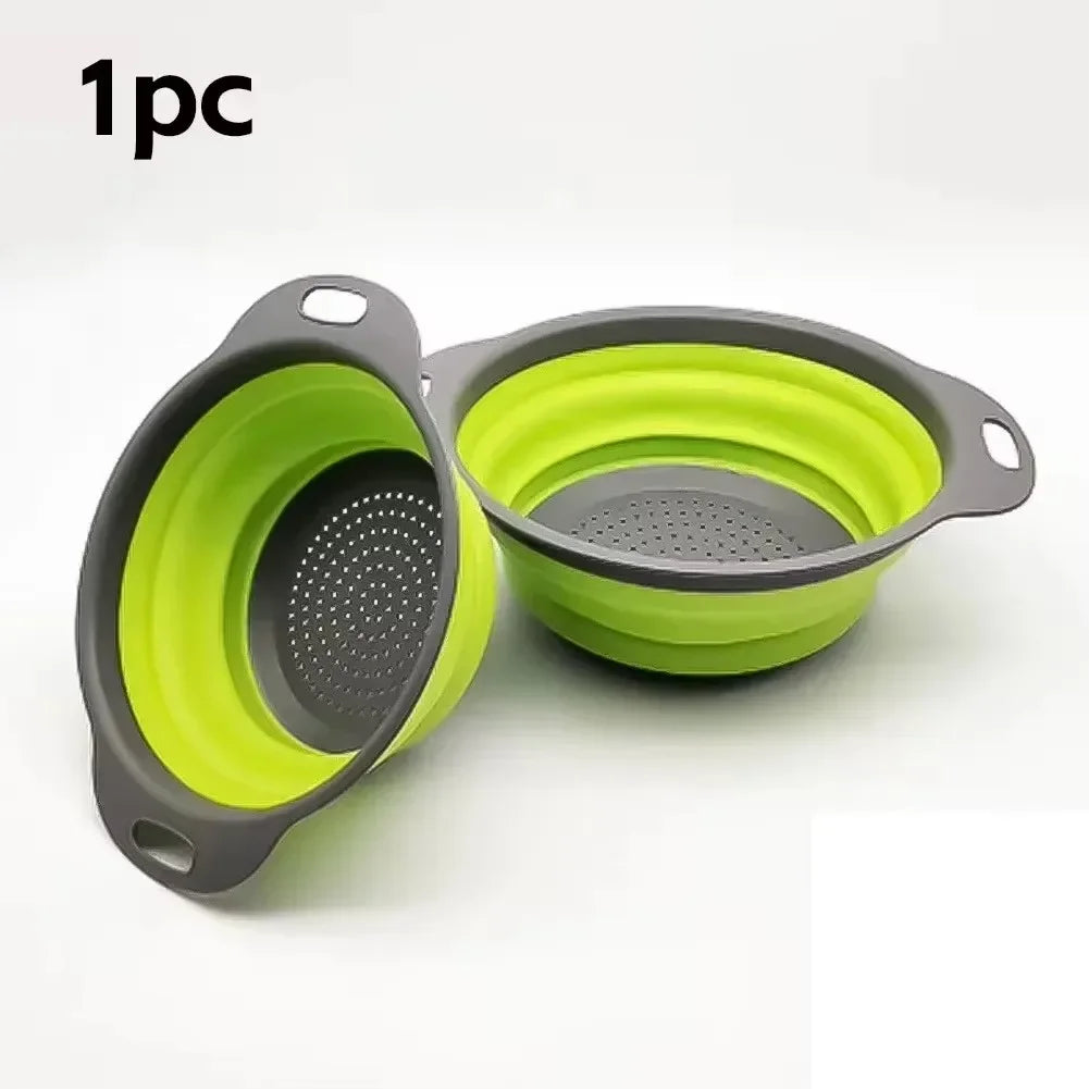 Silicone Foldable Colander – Collapsible Fruit & Veggie Strainer Basket