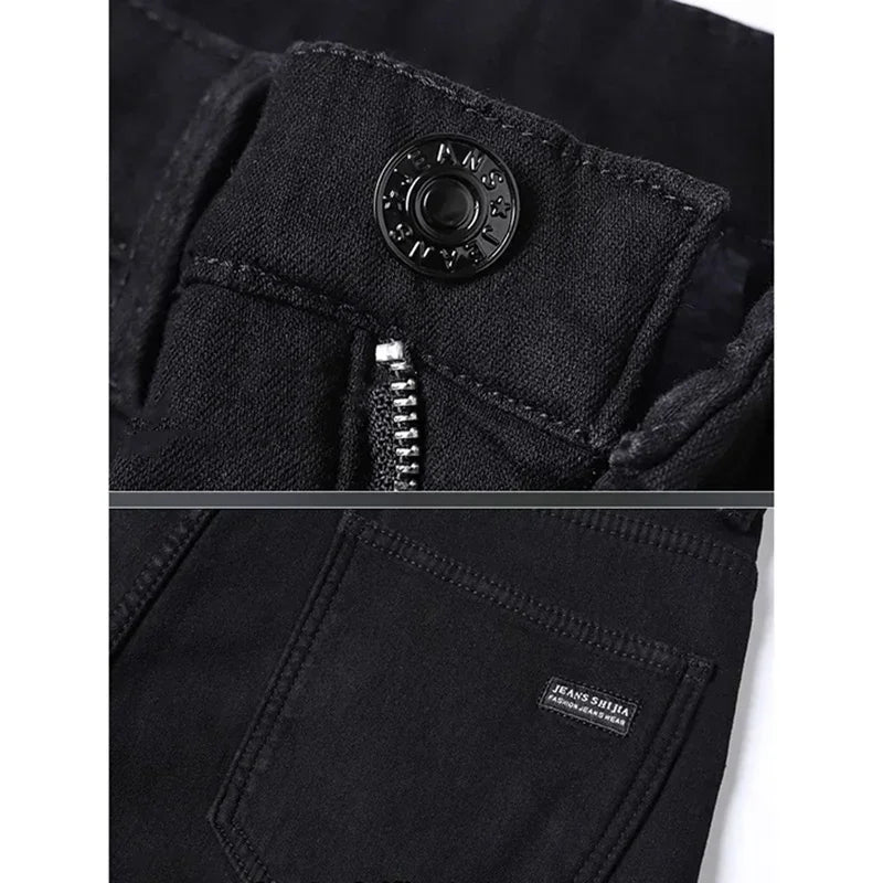 Men's Black Straight-Leg Jeans – Slim Fit Streetwear