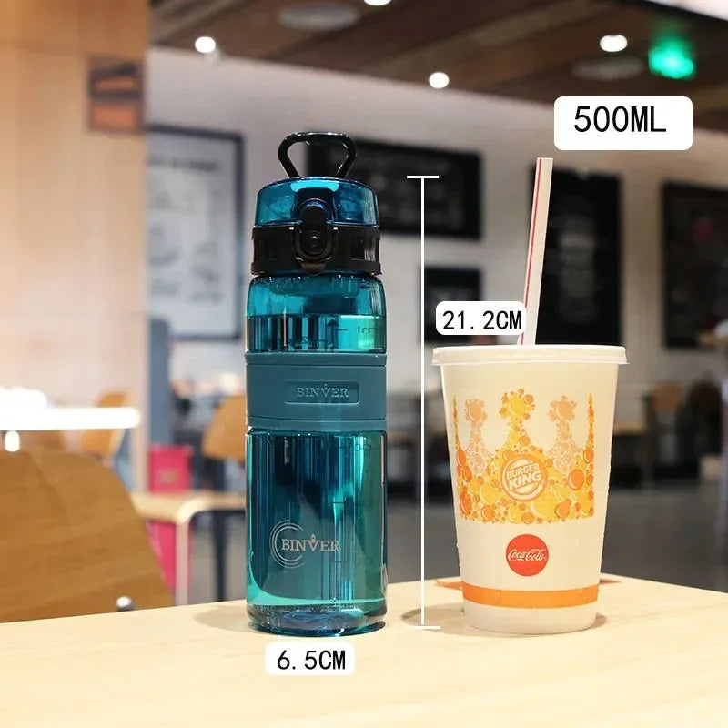 500ml Sports Water Bottle – Portable Leak-Proof Plastic Cup with Tea Filter for Gym, Outdoor & Travel