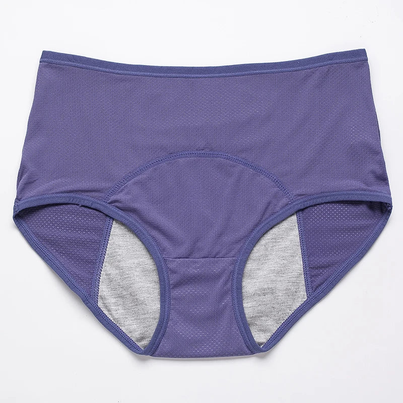 Women’s High-Waist Menstrual Panties – Cotton Leak-Proof Lingerie, Plus Size