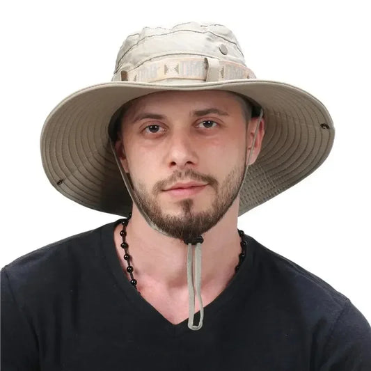 Summer Men’s Bucket Hat — Outdoor UV Protection Wide Brim Safari, Hiking & Beach Fisherman Cap with Mesh Design