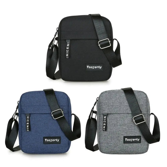 Men's Nylon Crossbody Bag – Solid Color, Casual Retro Style for Daily & Business Use.