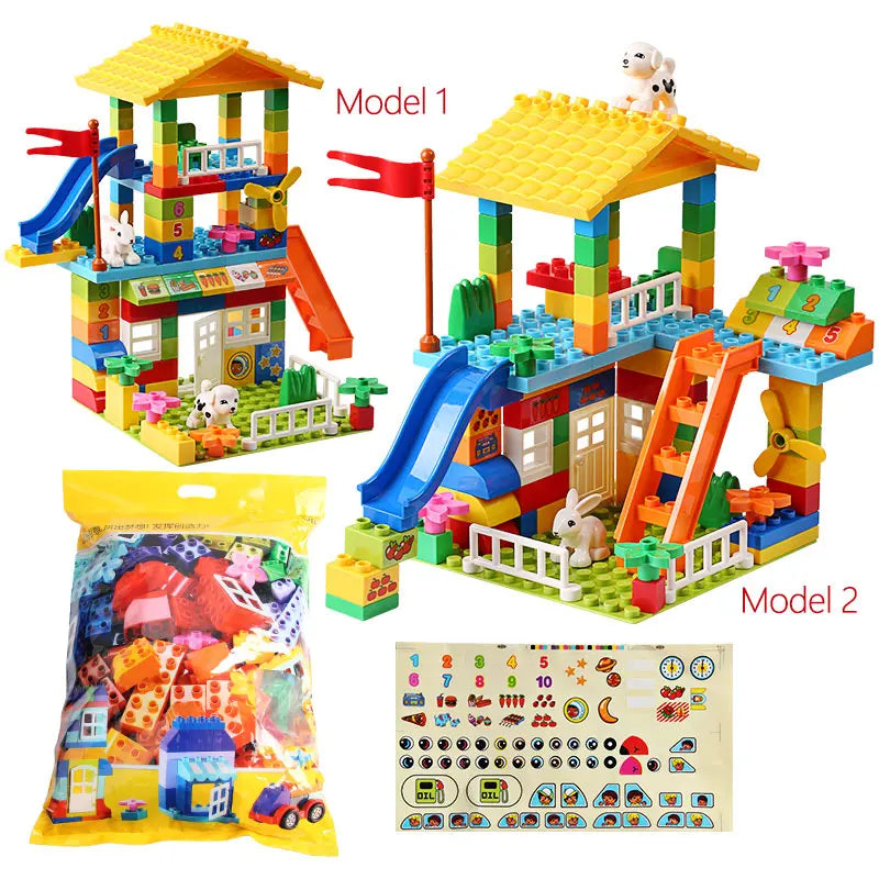 153PCS Large Roof & Slide Blocks – City House Set