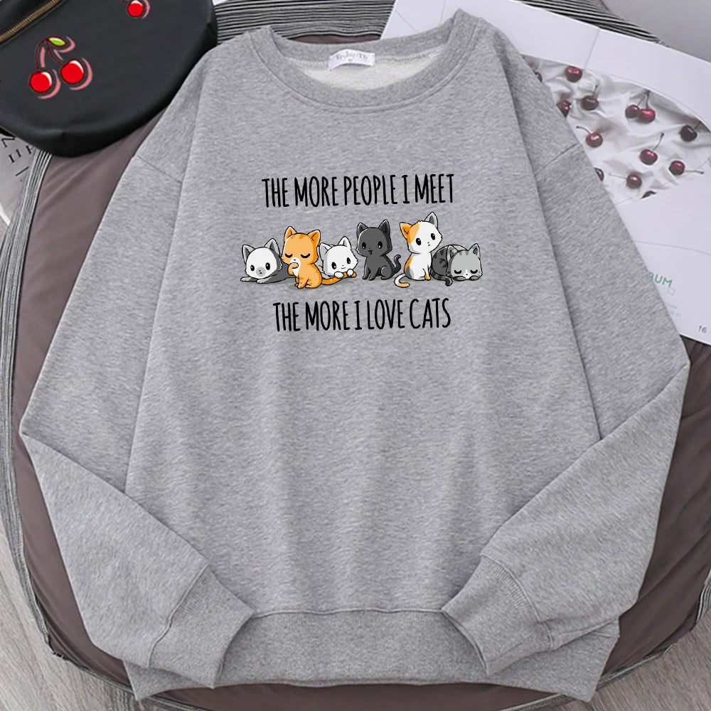 "More People, More Love for Cats" Women's Sweatshirt – Cozy Autumn Pullover