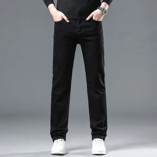 Men's Black Straight-Leg Jeans – Slim Fit Streetwear