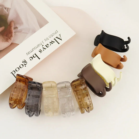 Frosted Acrylic Hair Claw – Small Black Ponytail Clip for Women & Girls, Shark Style Barrette Headwear