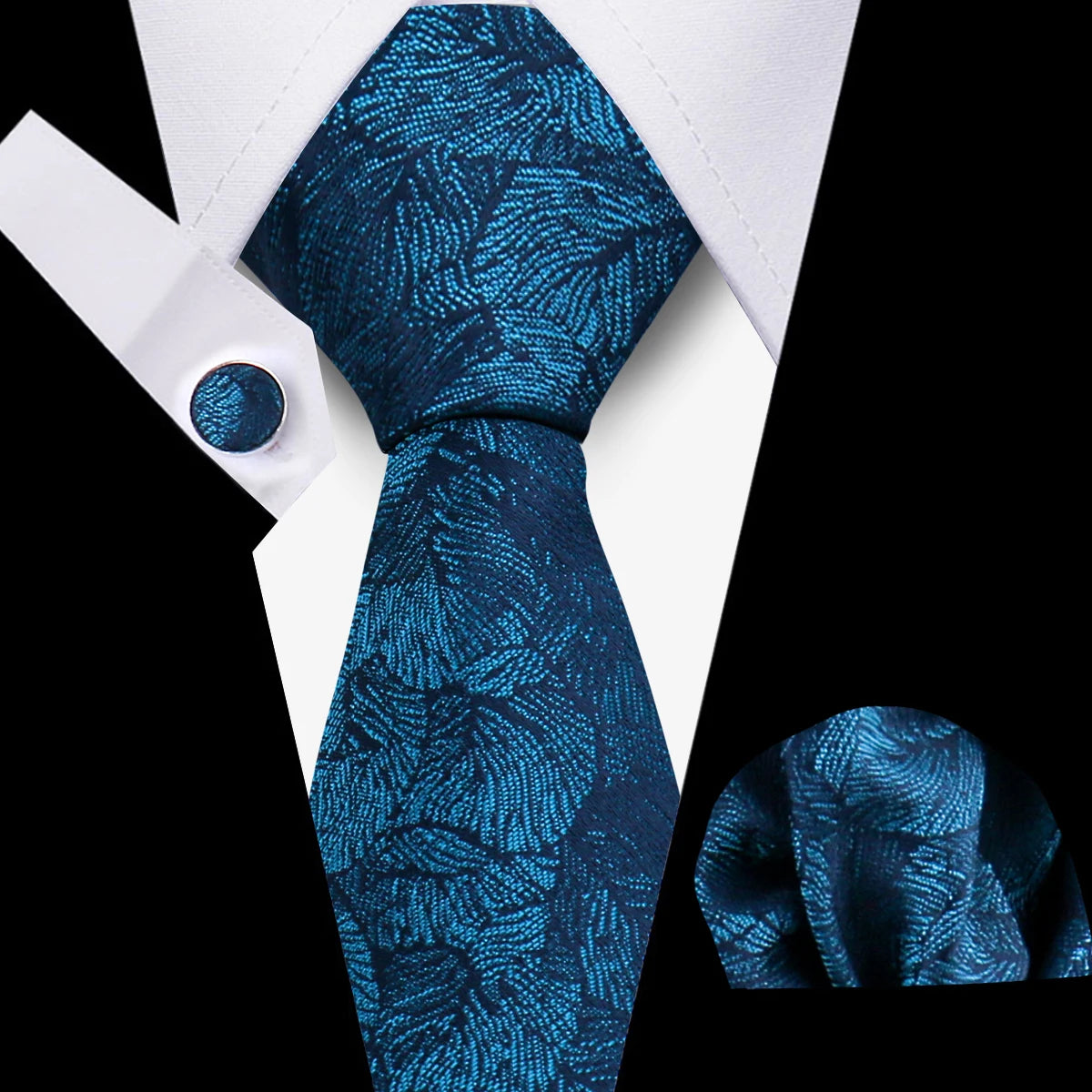 Classic Men’s Tie Set Plaid Necktie with Pocket Square & Cufflinks Business Wedding Gift Accessories