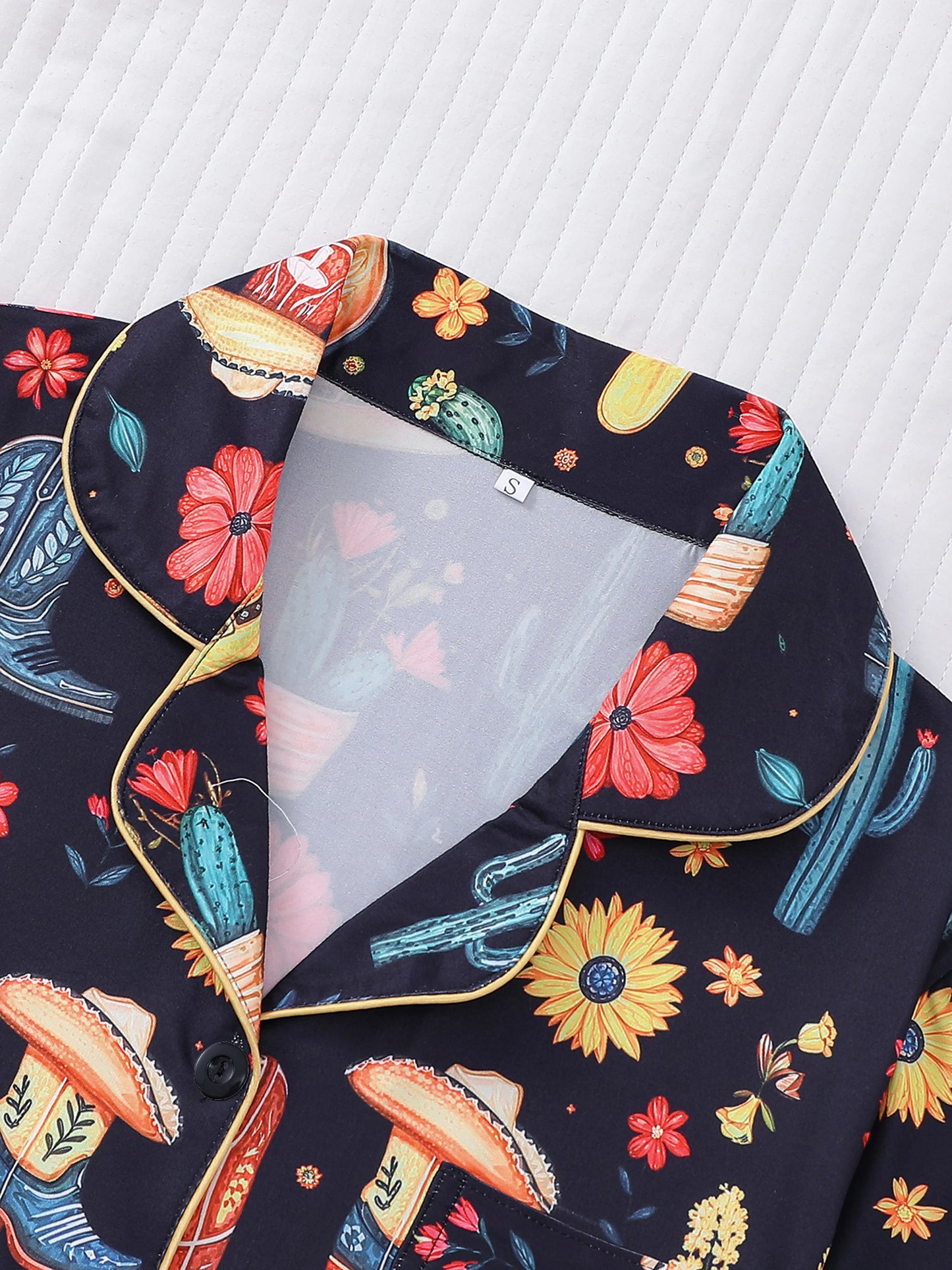 2-Piece Women’s Sleepwear Set – Denim Print Top & Shorts