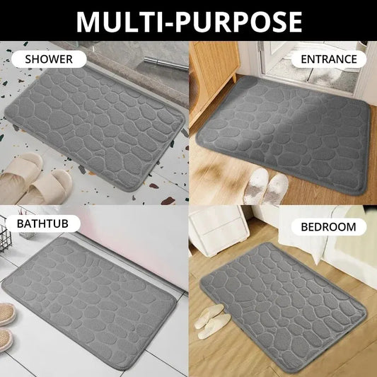1pc Embossed Fiber Carpet — Anti-Slip Pebble Floor Mat for Bathroom & Living Room