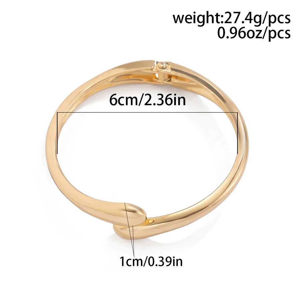 Chunky Metal Cuff Bracelet & Rings– Gold/Silver Waterdrop Jewelry for Women