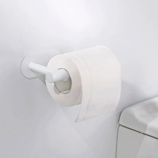 Adhesive Wall-Mounted Paper Holder – White, Black, or Gold Stainless Steel Toilet Tissue Rack