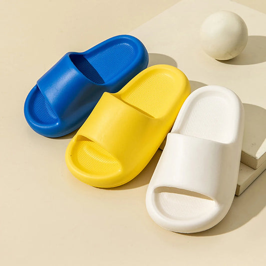 Children’s Summer Bathroom Slippers – Solid Color, Soft Anti-Slip Home Shoes for Boys & Girls (Ages 7–12)