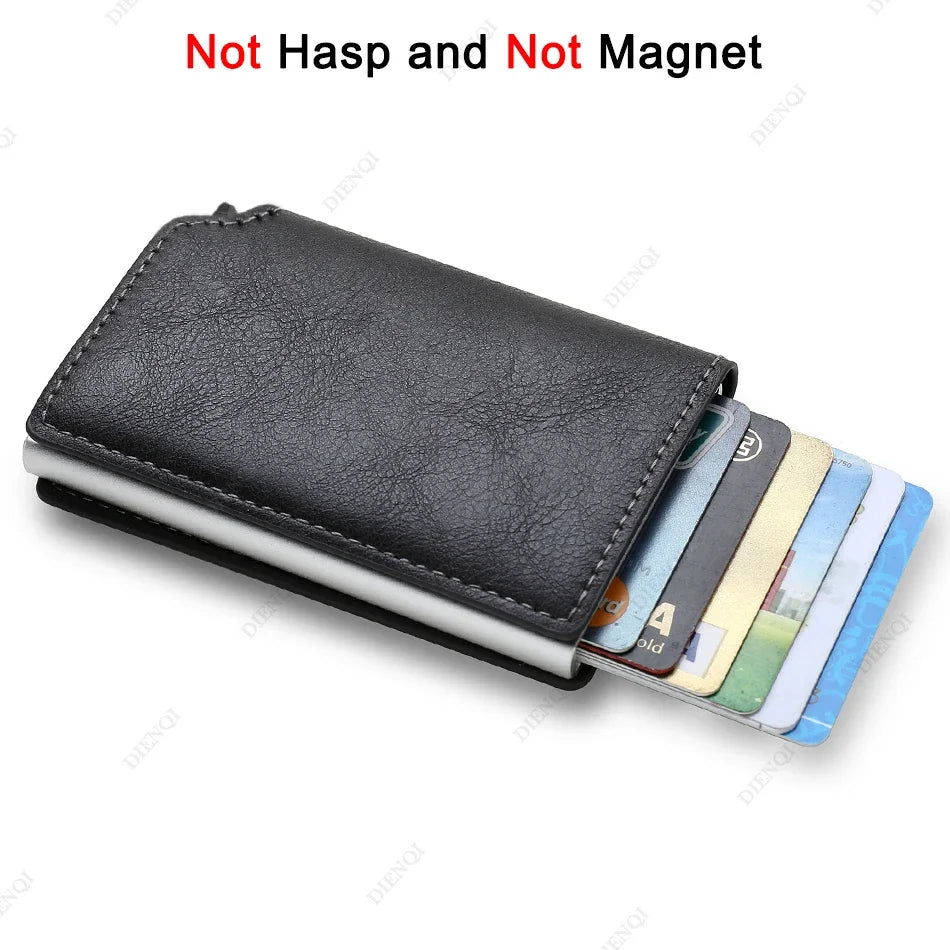 Men's RFID Wallet – Slim Carbon Fiber Anti-Theft Cardholder, Pop-Up Design, Black.