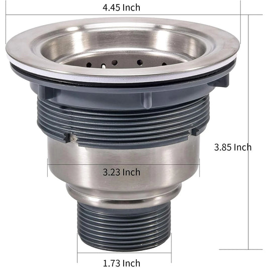 3.5-inch Kitchen Sink Drain Assembly – Removable Filter Basket, Sealing Plug & Tailpiece