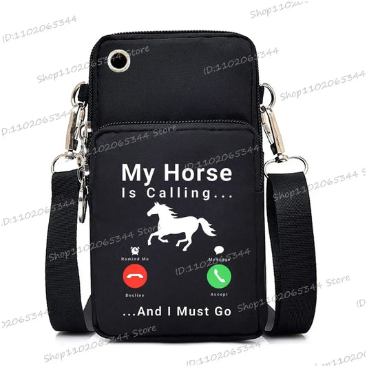 Fashion Mini Phone Bag Horse Print Crossbody for Women, Aesthetic Shoulder Bag