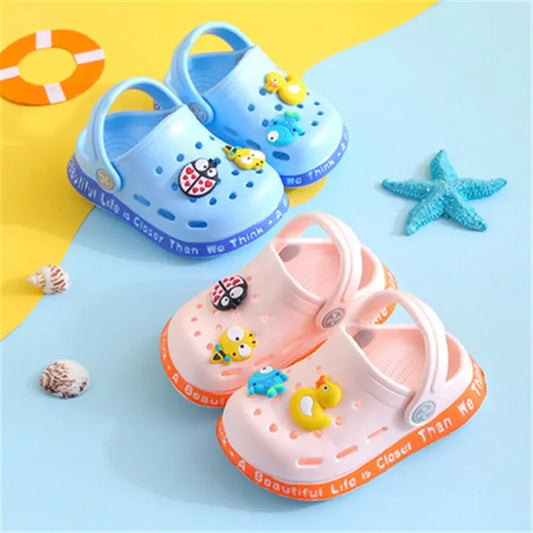 Summer Kids Sandals Children Hole Shoes Slippers Soft Non-slip Cartoon DIY Design Beach Sandy Slipper Shoe for Boys Girls