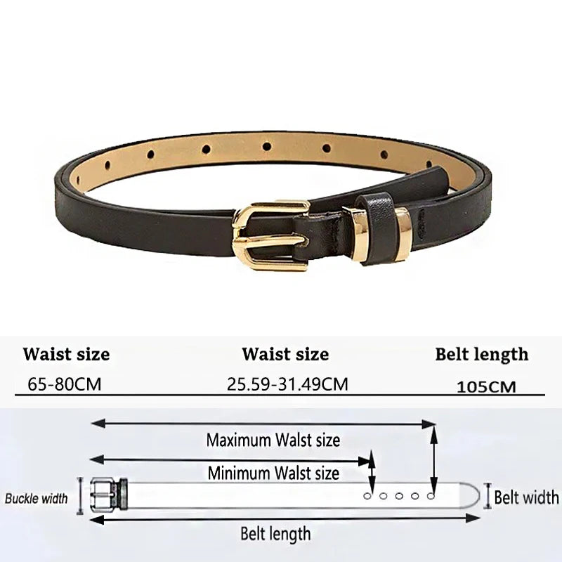 Women’s Fashion PU Leather Belt Designer Black Waist Strap for Dresses CY06