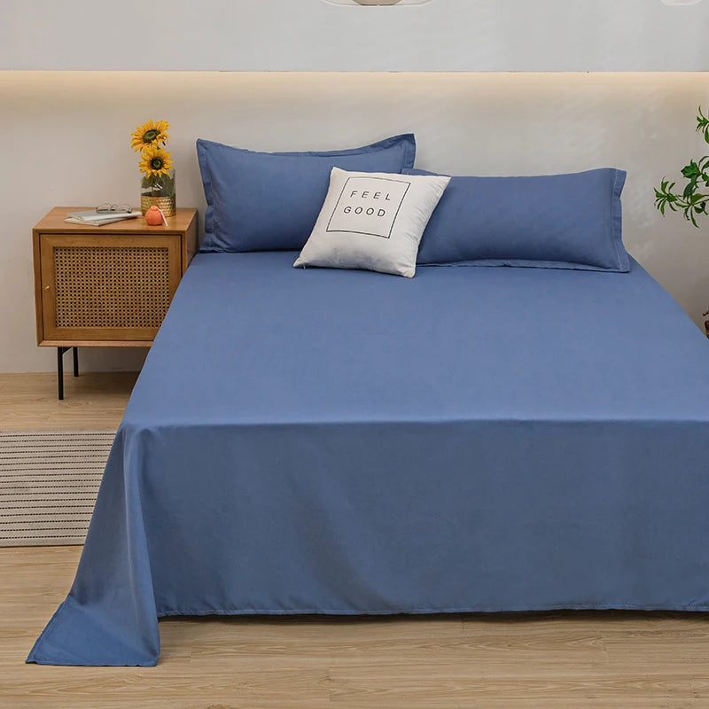 Soft Solid Color Flat Bed Sheet – Single, Double, Queen, or King Size