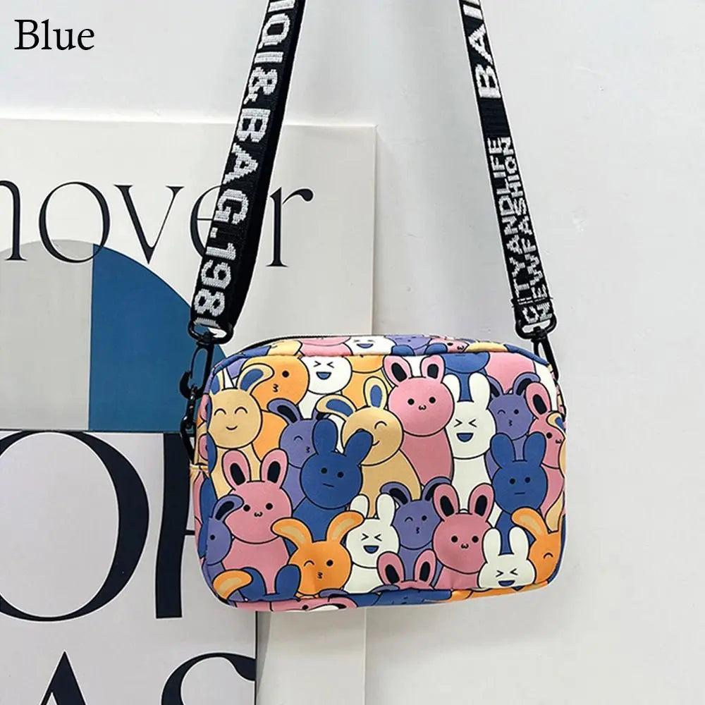 Cute Cartoon Rabbit Oxford Bag – Small Square, Large Capacity Shoulder & Messenger Bag for Women and Girls.