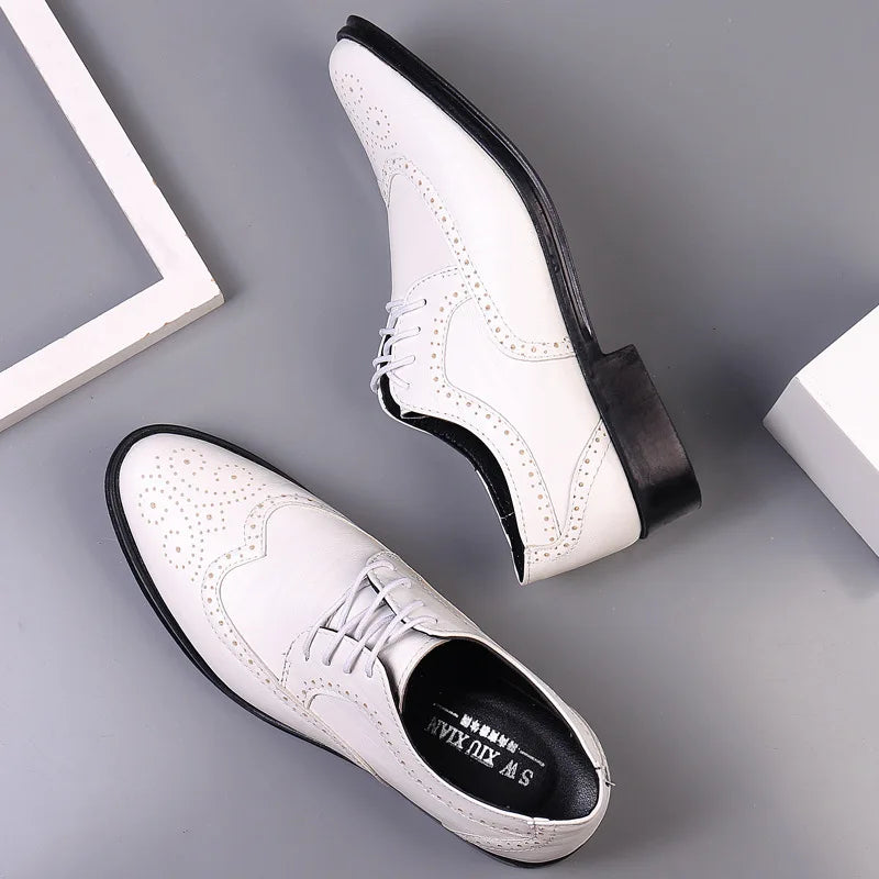 Handcrafted Men’s Oxford Shoes Genuine Leather Brogue Classic Business Formal Dress Shoes