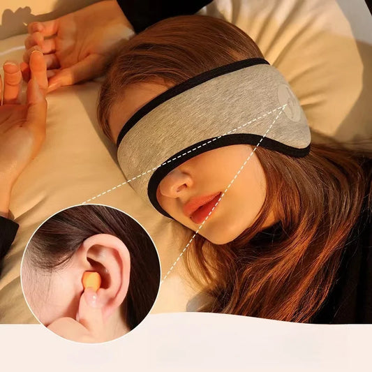 2-in-1 Noise-Reducing Sleep Mask with Adjustable Earplugs – Travel & Nap Earmuffs
