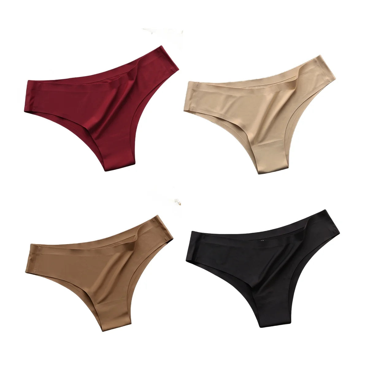 4PCS Seamless Ice Silk Panties – Women’s Low Waist
