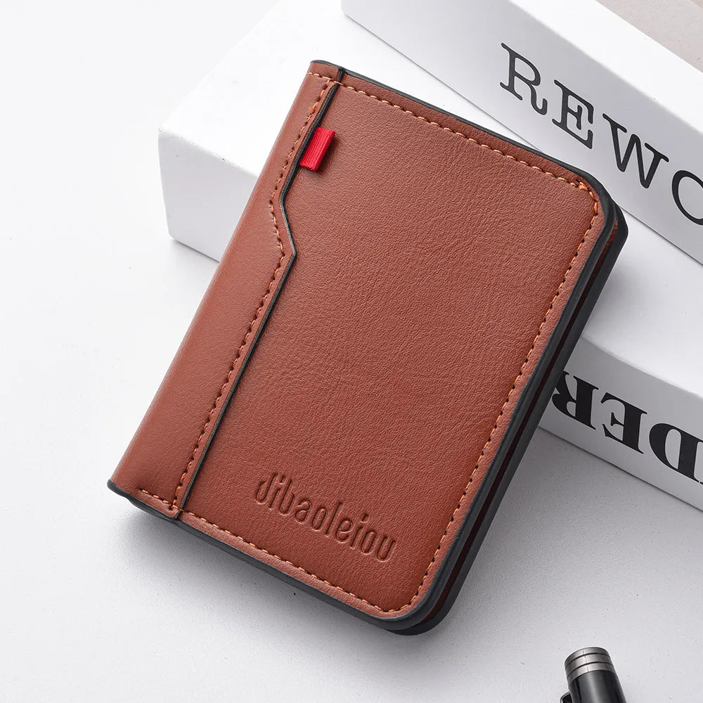 1Pc Ultra-Thin PU Leather Credit Card Holder — Mini Soft Vertical Men’s Wallet