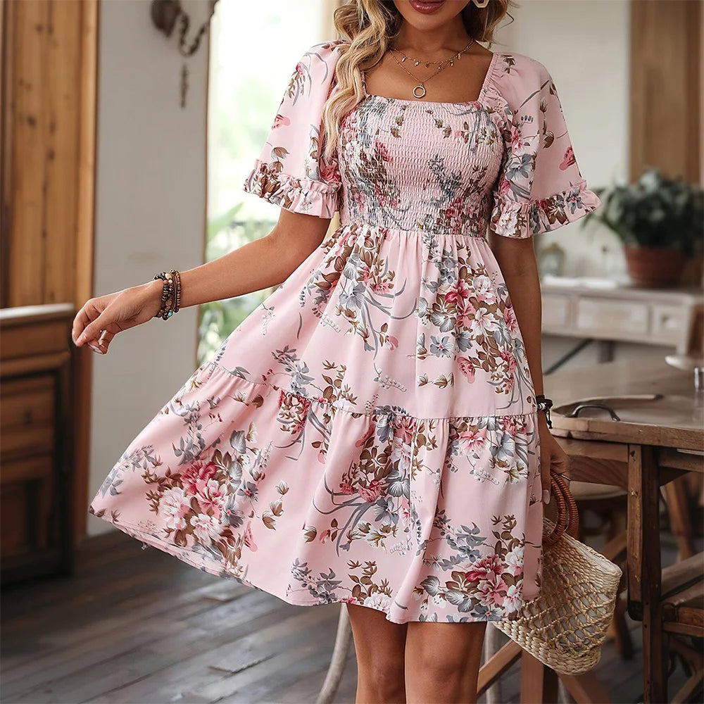 Boho Ruffle Sleeve Sundress for Women
