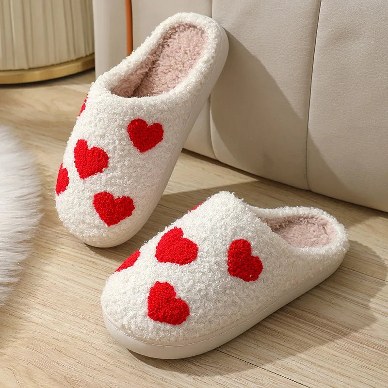 Winter Cotton Slippers — Warm Indoor Plush Cartoon Smiley Face Home Shoes, Thick-Soled Couple Style
