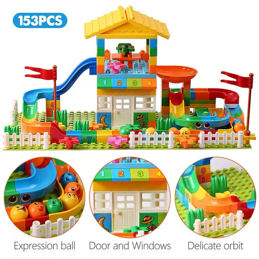 153PCS Large Roof & Slide Blocks – City House Set