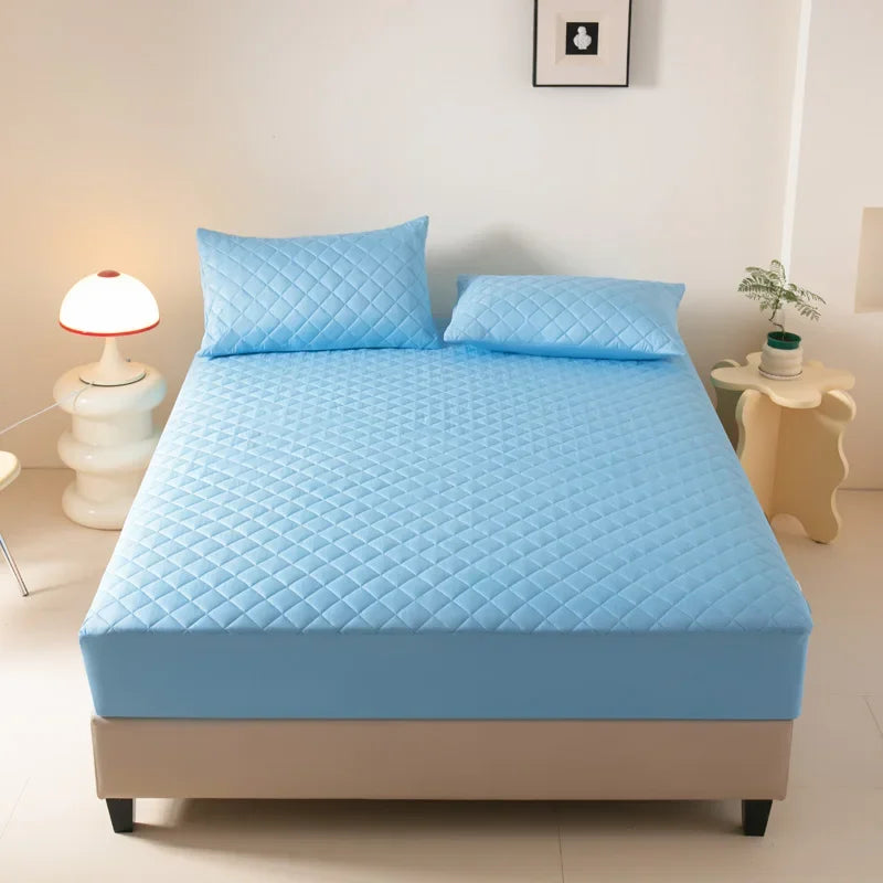 Waterproof Quilted Fitted Bed Sheet – 360° Elastic Mattress Protector, Single/Double/Queen/King