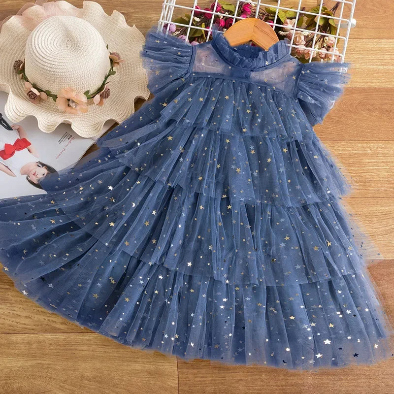 2025 Summer Girls Sequin Princess Dress for 3–8Y
