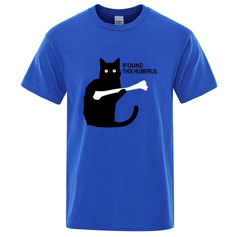 Summer Men's T-shirt High Quality 100% Cotton Funny Cat Printing Casual Cool Loose O-neck Graphic Male T Shirts for Men Tops