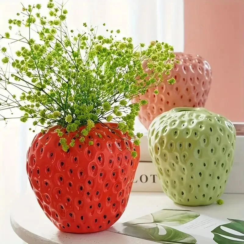 Creative Strawberry Vase – Decorative Flower Pot for Home & Living Room