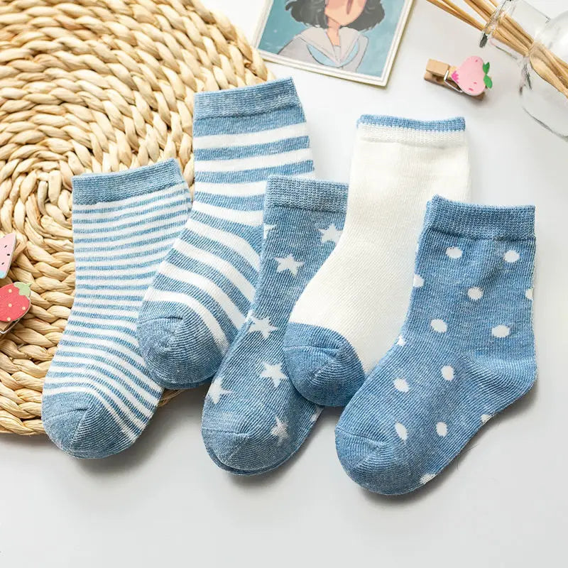 5 Pairs Baby Socks Cotton Cartoon Animal Cute Toddler Kids Socks for Boys & Girls 0–6 Years